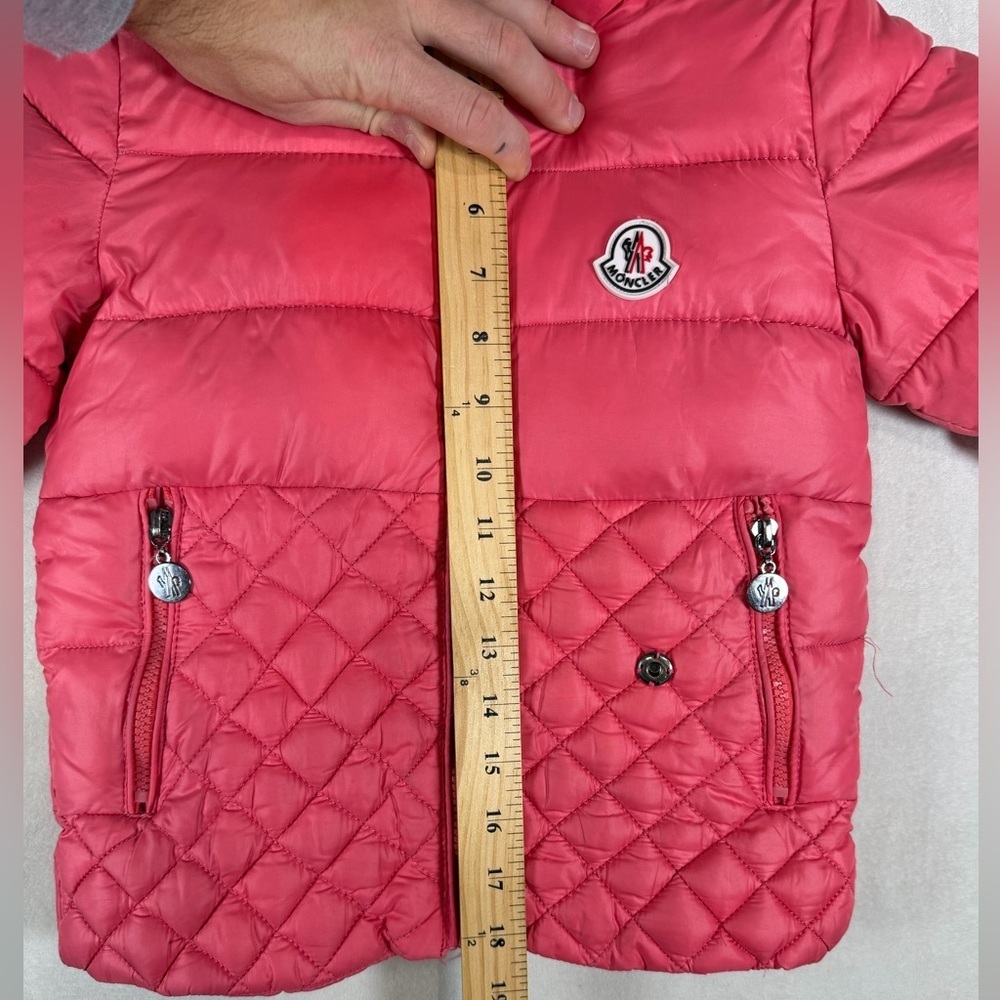 Moncler Pink Quilted Kids Size XL US 5T Jacket with Fur Trim Luxury Designer - Picture 6 of 11